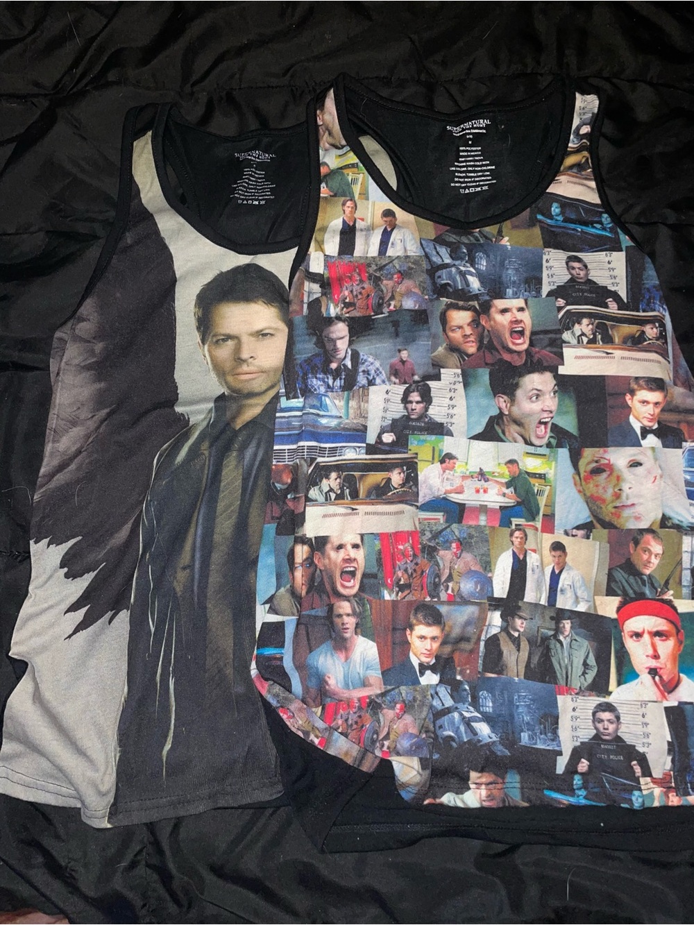 Supernatural castiel Collage Tank Top – Black Multicolor size s-m